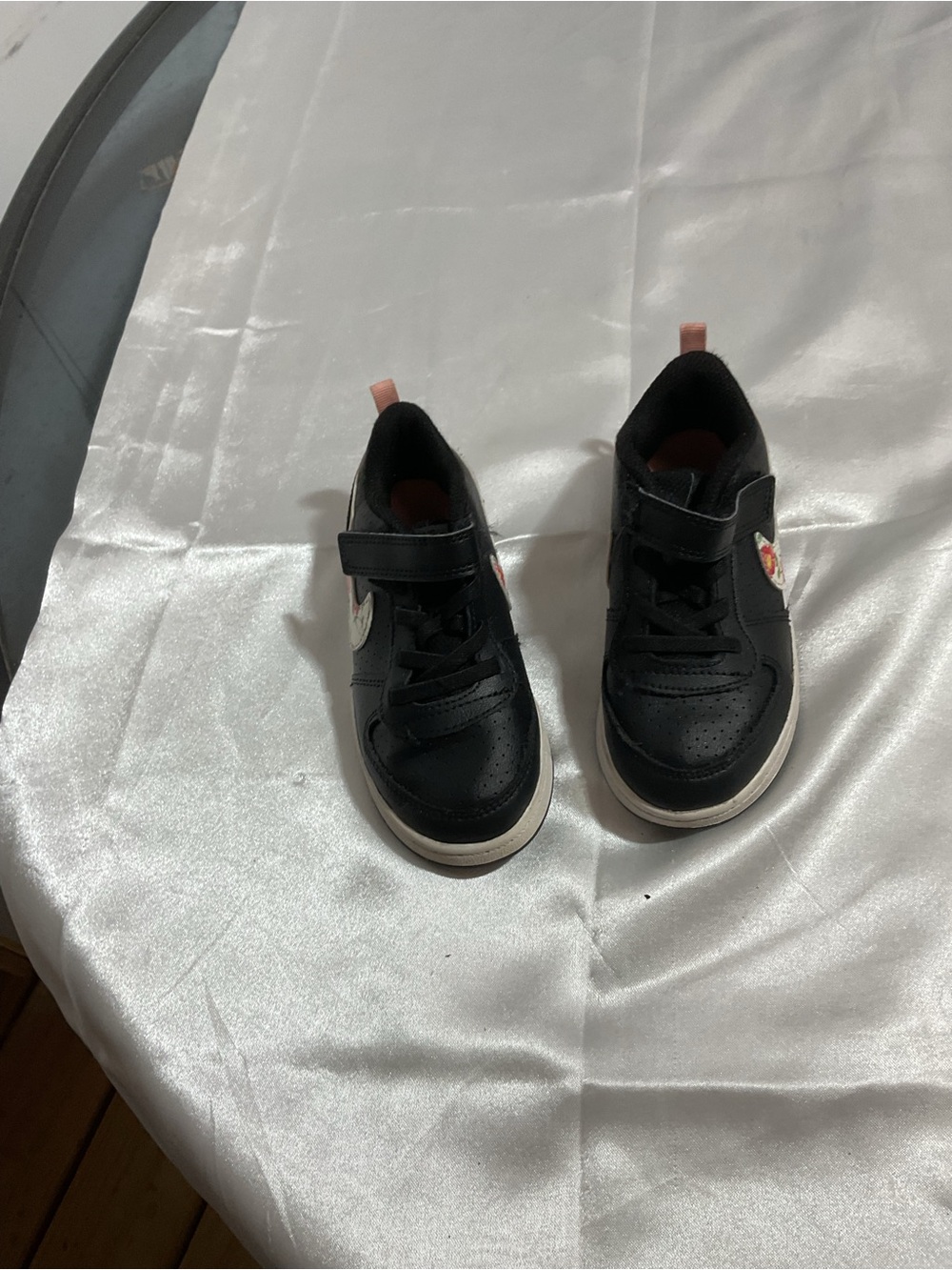 Kids Black Low-Top Sneakers with Pink Accent